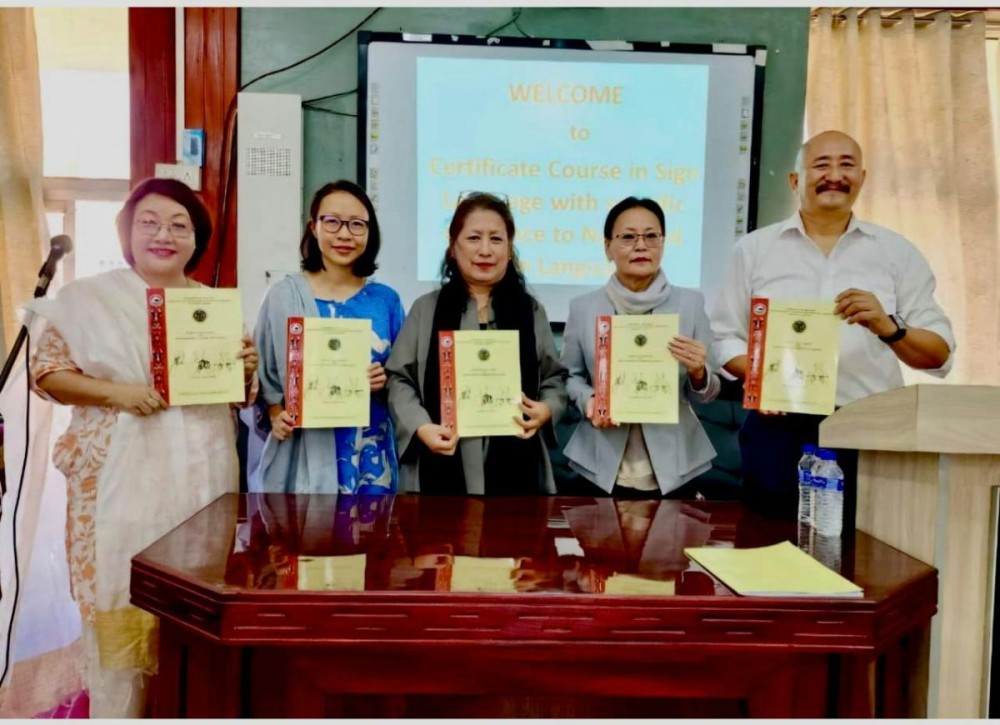 From left to right: Amongla Walling, Admin and Co-founder of DBM Dimapur, Christina Walling, Principal, DBM Dimapur, Kevirale-ü Kerhou, Director SCERT and Kerüüpfeü Rüpreo, Additional Director SCERT and Daniel Thong Seb, Sr Lecturer SCERT.